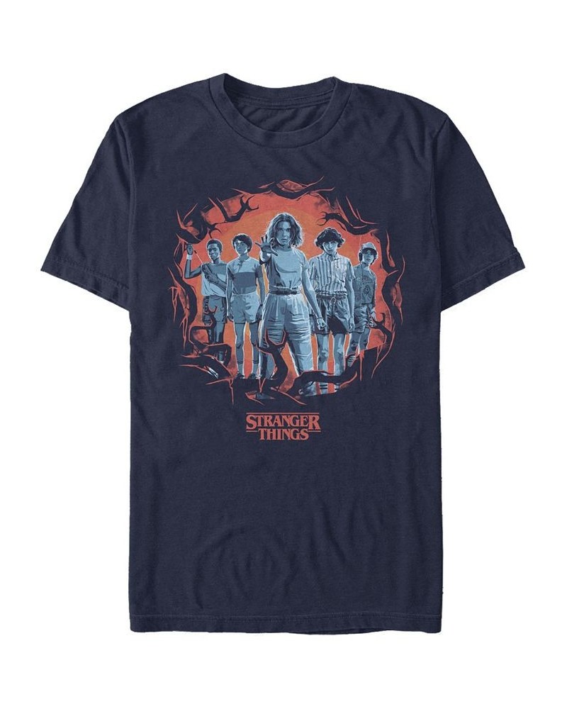 Men's Stranger Things Group Pose Short Sleeve T-Shirt Blue $15.40 T-Shirts