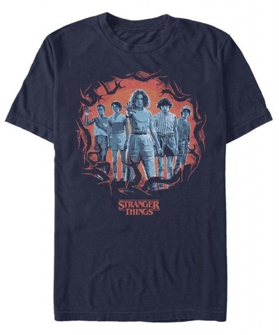 Men's Stranger Things Group Pose Short Sleeve T-Shirt Blue $15.40 T-Shirts