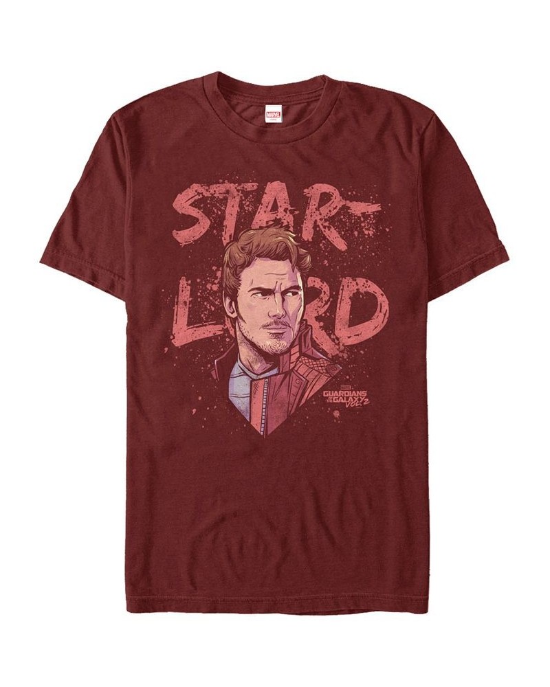 Marvel Men's Guardians of the Galaxy Vol. 2 Painted Distressed Star Lord Short Sleeve T-Shirt Red $14.00 T-Shirts