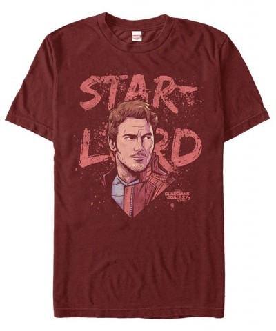 Marvel Men's Guardians of the Galaxy Vol. 2 Painted Distressed Star Lord Short Sleeve T-Shirt Red $14.00 T-Shirts