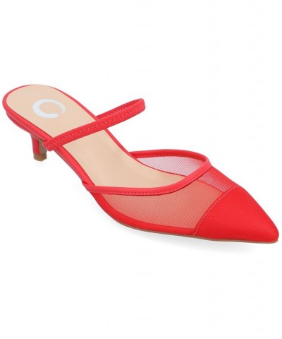 Women's Allana Mesh Heels Red $48.00 Shoes