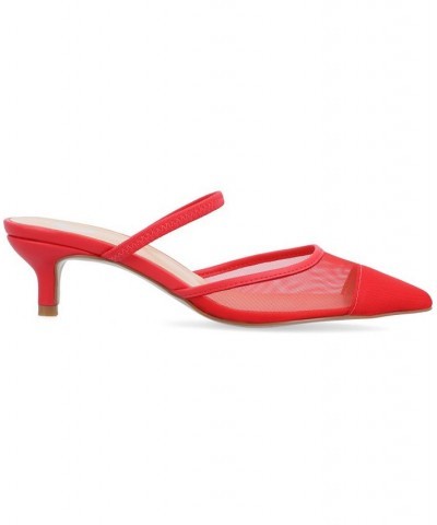 Women's Allana Mesh Heels Red $48.00 Shoes