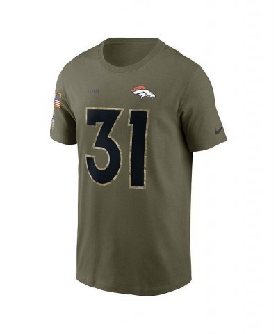 Men's Justin Simmons Olive Denver Broncos 2022 Salute To Service Name and Number T-shirt $24.20 T-Shirts