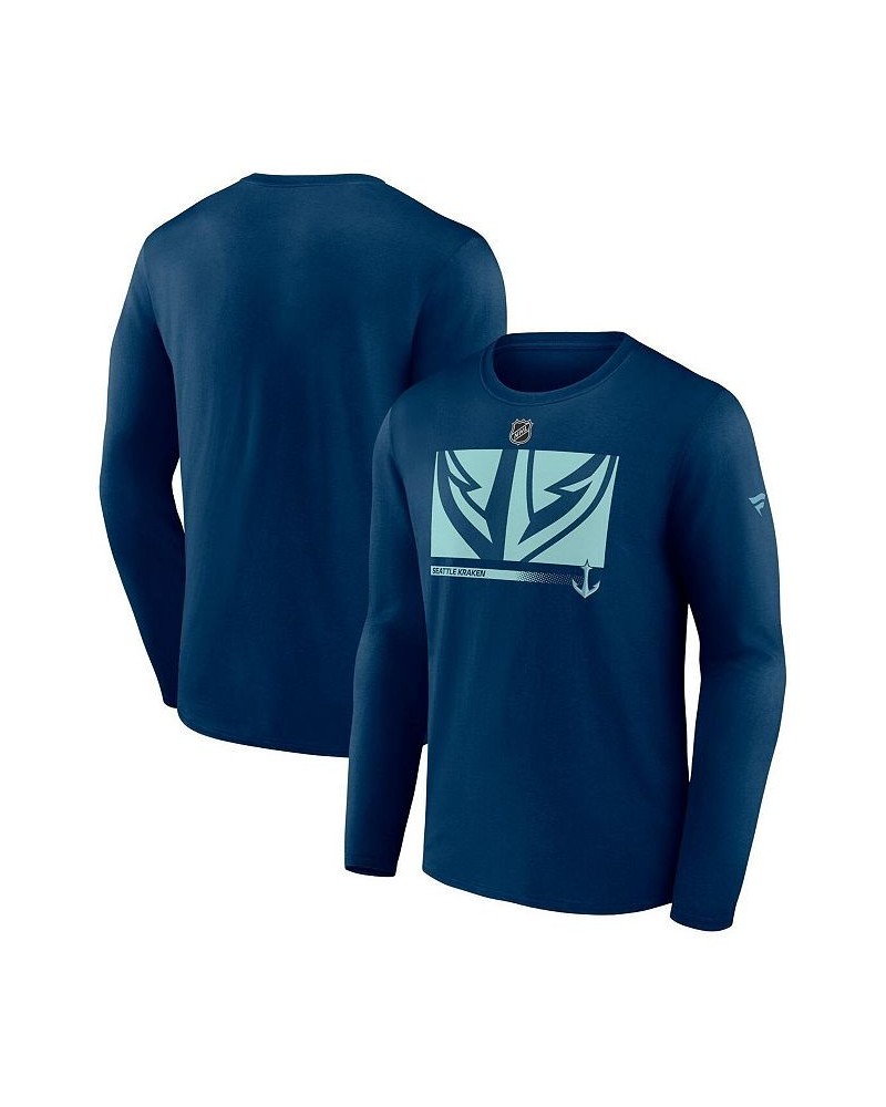 Men's Branded Deep Sea Blue Seattle Kraken Authentic Pro Core Collection Secondary Long Sleeve T-shirt $20.15 T-Shirts