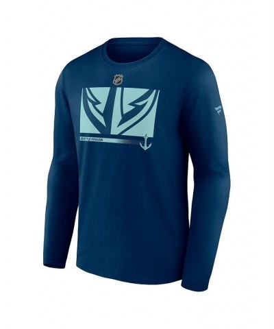 Men's Branded Deep Sea Blue Seattle Kraken Authentic Pro Core Collection Secondary Long Sleeve T-shirt $20.15 T-Shirts