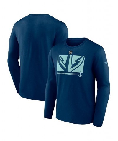 Men's Branded Deep Sea Blue Seattle Kraken Authentic Pro Core Collection Secondary Long Sleeve T-shirt $20.15 T-Shirts