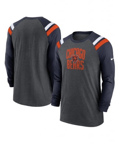 Men's Heathered Charcoal, Navy Chicago Bears Tri-Blend Raglan Athletic Long Sleeve Fashion T-shirt $29.90 T-Shirts