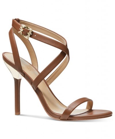 Women's Asha Crisscross Ankle-Strap Dress Sandals Brown $72.60 Shoes