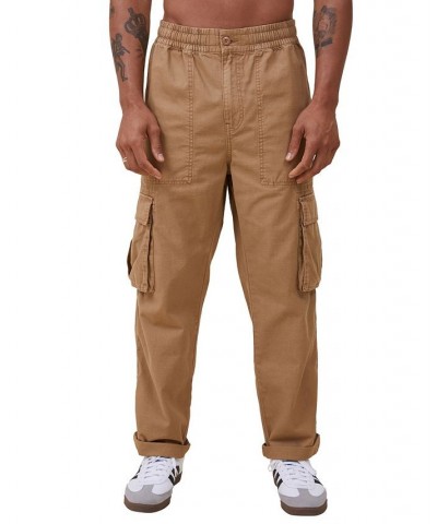 Men's Elastic Worker Drawstring Pants Brown $30.10 Pants