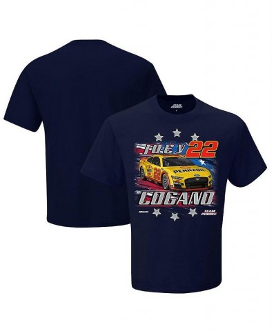 Men's Navy Joey Logano Shell-Pennzoil Stars and Stripes T-shirt $14.27 T-Shirts