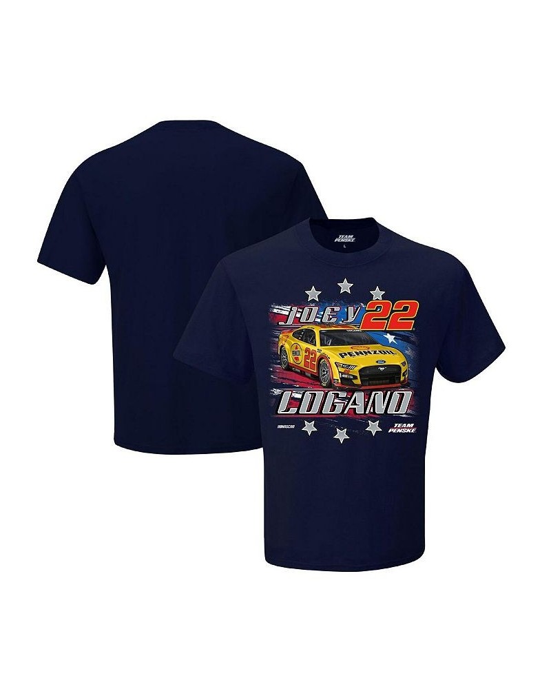 Men's Navy Joey Logano Shell-Pennzoil Stars and Stripes T-shirt $14.27 T-Shirts