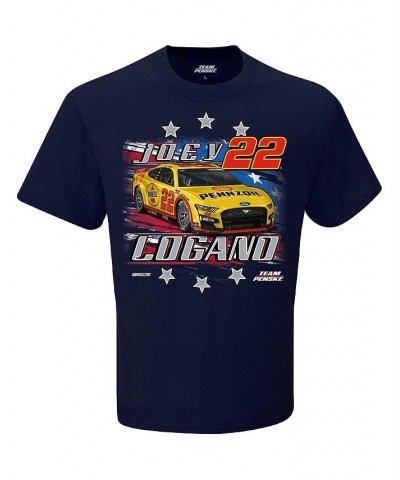 Men's Navy Joey Logano Shell-Pennzoil Stars and Stripes T-shirt $14.27 T-Shirts