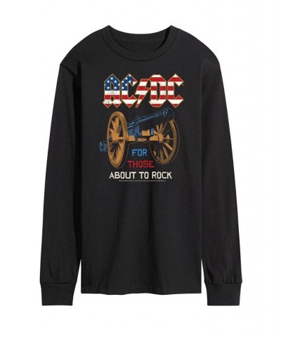 Men's ACDC About to Rock Long Sleeve T-shirt Black $23.52 T-Shirts