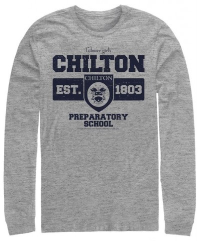 Men's Gilmore Girls TV Property of Chilton Prepatory School Long Sleeve Crew T-shirt Gray $20.79 T-Shirts