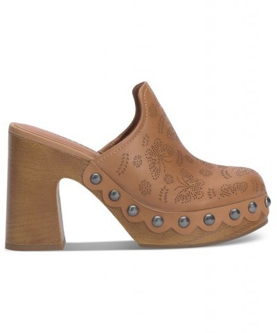 Women's Immia High Heel Clogs Tan/Beige $49.02 Shoes