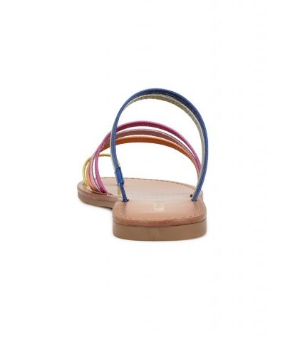 Women's Cins Toe Ring Flat Strappy Slide Sandals Multi $40.29 Shoes