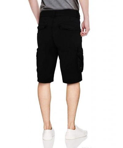 Men's Belted Double Pocket Cargo Shorts Black $22.32 Shorts