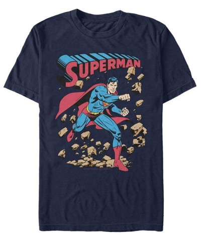 DC Men's Superman Rock Punch Short Sleeve T-Shirt Navy $15.40 T-Shirts