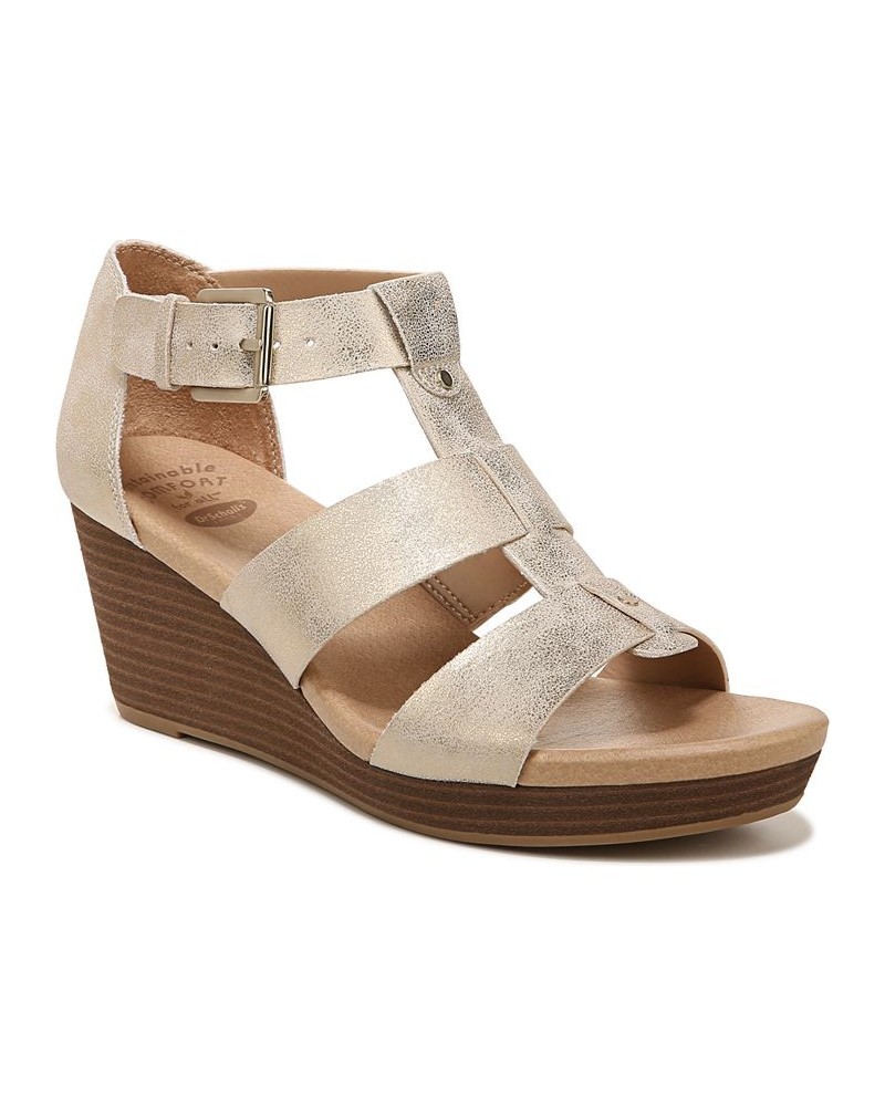 Women's Barton-Wedge Sandals Gold $31.50 Shoes