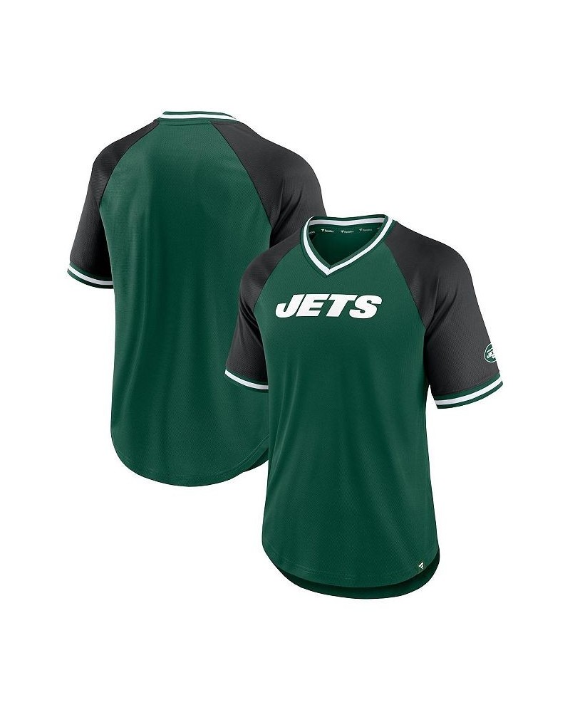 Men's Branded Green, Black New York Jets Second Wind Raglan V-Neck T-shirt $28.59 T-Shirts