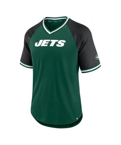 Men's Branded Green, Black New York Jets Second Wind Raglan V-Neck T-shirt $28.59 T-Shirts