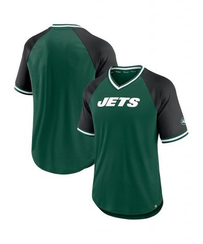 Men's Branded Green, Black New York Jets Second Wind Raglan V-Neck T-shirt $28.59 T-Shirts