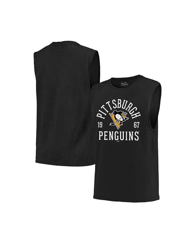 Men's Threads Black Pittsburgh Penguins Softhand Muscle Tank Top $26.54 T-Shirts