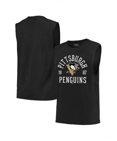 Men's Threads Black Pittsburgh Penguins Softhand Muscle Tank Top $26.54 T-Shirts