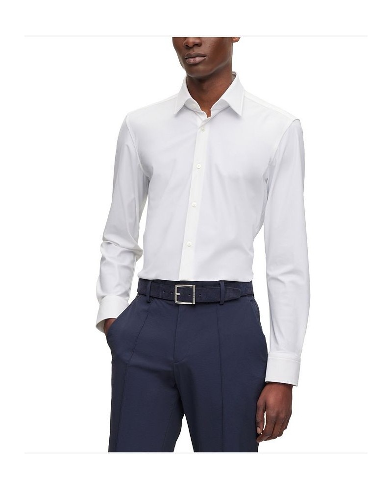 Men's Performance-Stretch Jersey Slim-Fit Shirt White $45.54 Dress Shirts