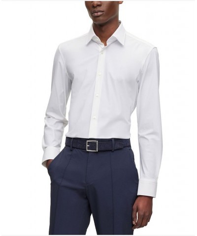 Men's Performance-Stretch Jersey Slim-Fit Shirt White $45.54 Dress Shirts