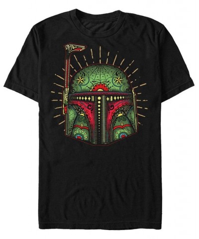 Star Wars Men's Boba Big Face Sugar Skull Short Sleeve T-Shirt Black $20.99 T-Shirts