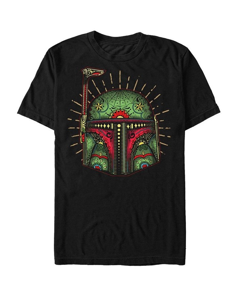 Star Wars Men's Boba Big Face Sugar Skull Short Sleeve T-Shirt Black $20.99 T-Shirts