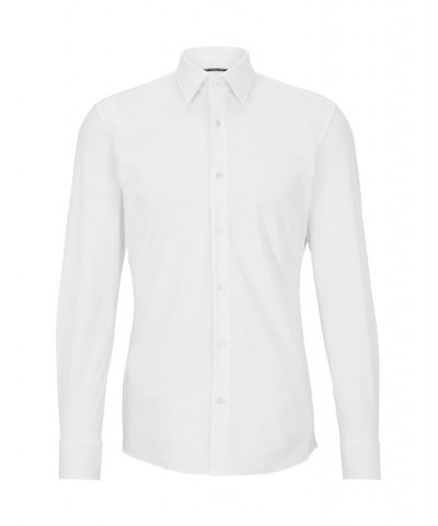 Men's Performance-Stretch Jersey Slim-Fit Shirt White $45.54 Dress Shirts