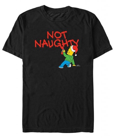 Men's The Simpsons Not Naughty from Bart Short Sleeves T-shirt Black $18.19 T-Shirts