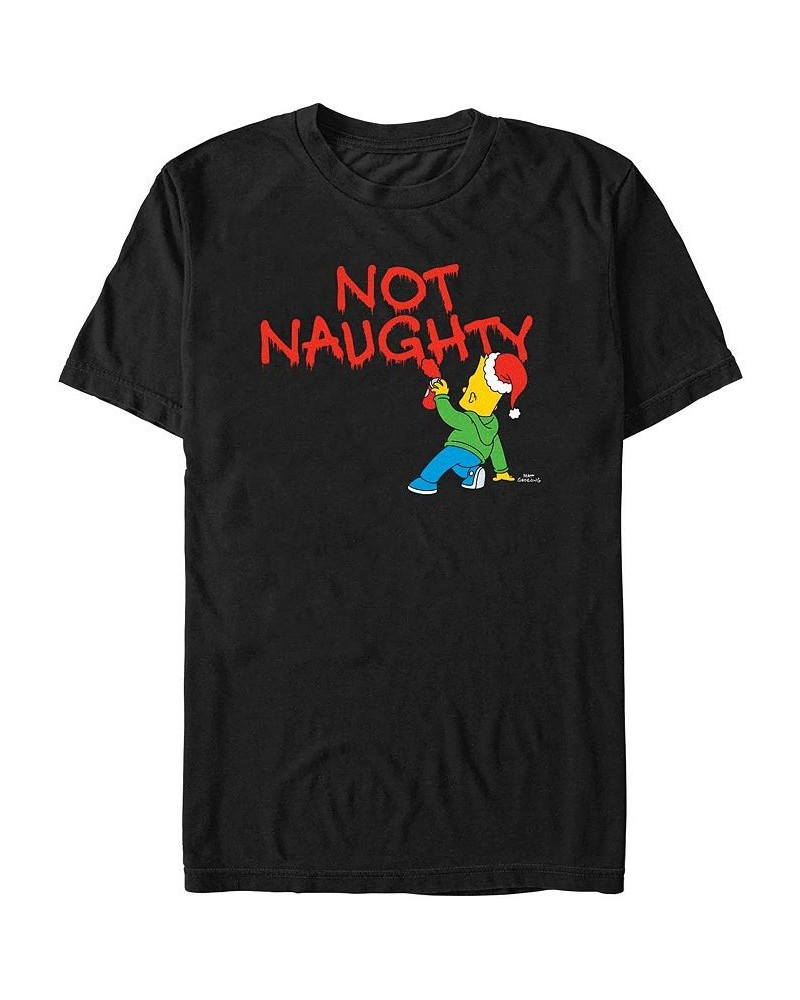 Men's The Simpsons Not Naughty from Bart Short Sleeves T-shirt Black $18.19 T-Shirts