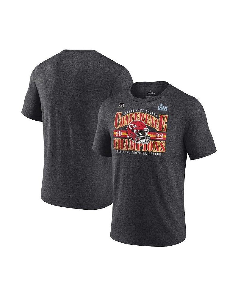 Men's Branded Heather Charcoal Kansas City Chiefs 2022 AFC Champions Tri-Blend Banner Worthy T-shirt $27.83 T-Shirts