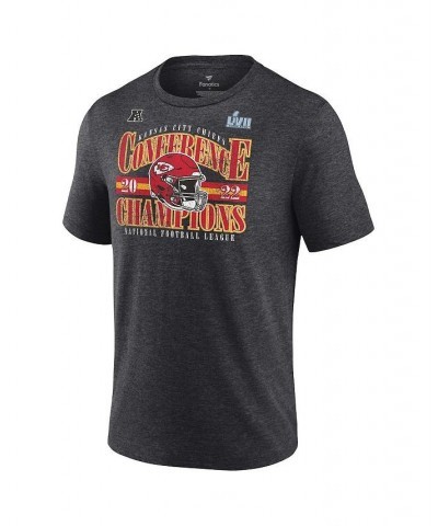 Men's Branded Heather Charcoal Kansas City Chiefs 2022 AFC Champions Tri-Blend Banner Worthy T-shirt $27.83 T-Shirts