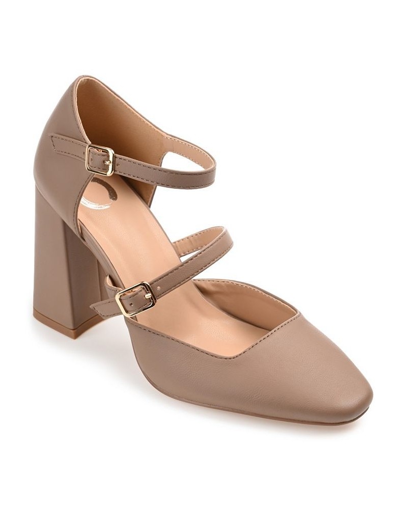 Women's Isadorah Double Strap Heels Brown $50.99 Shoes