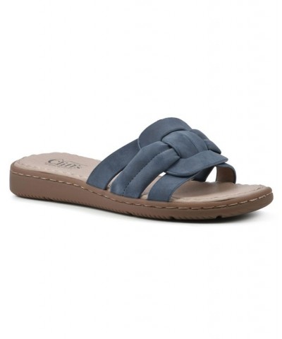 Women's Squarely Slide Comfort Sandal Blue $25.96 Shoes