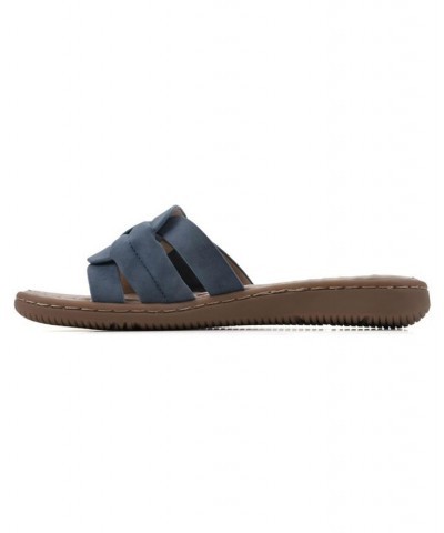 Women's Squarely Slide Comfort Sandal Blue $25.96 Shoes