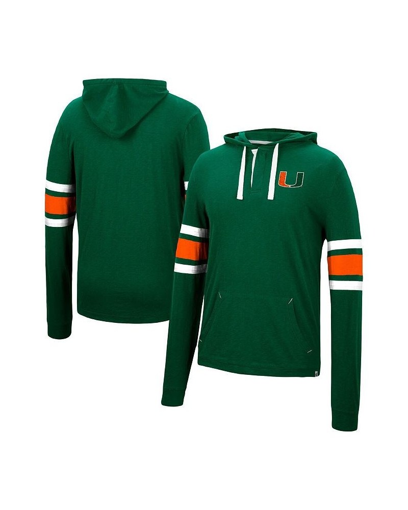 Men's Green Miami Hurricanes Lebowski Hoodie Long Sleeve T-shirt $28.49 T-Shirts