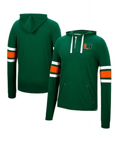 Men's Green Miami Hurricanes Lebowski Hoodie Long Sleeve T-shirt $28.49 T-Shirts