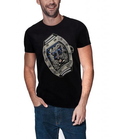 Men's Watch Rhinestone T-shirt Black $18.00 T-Shirts