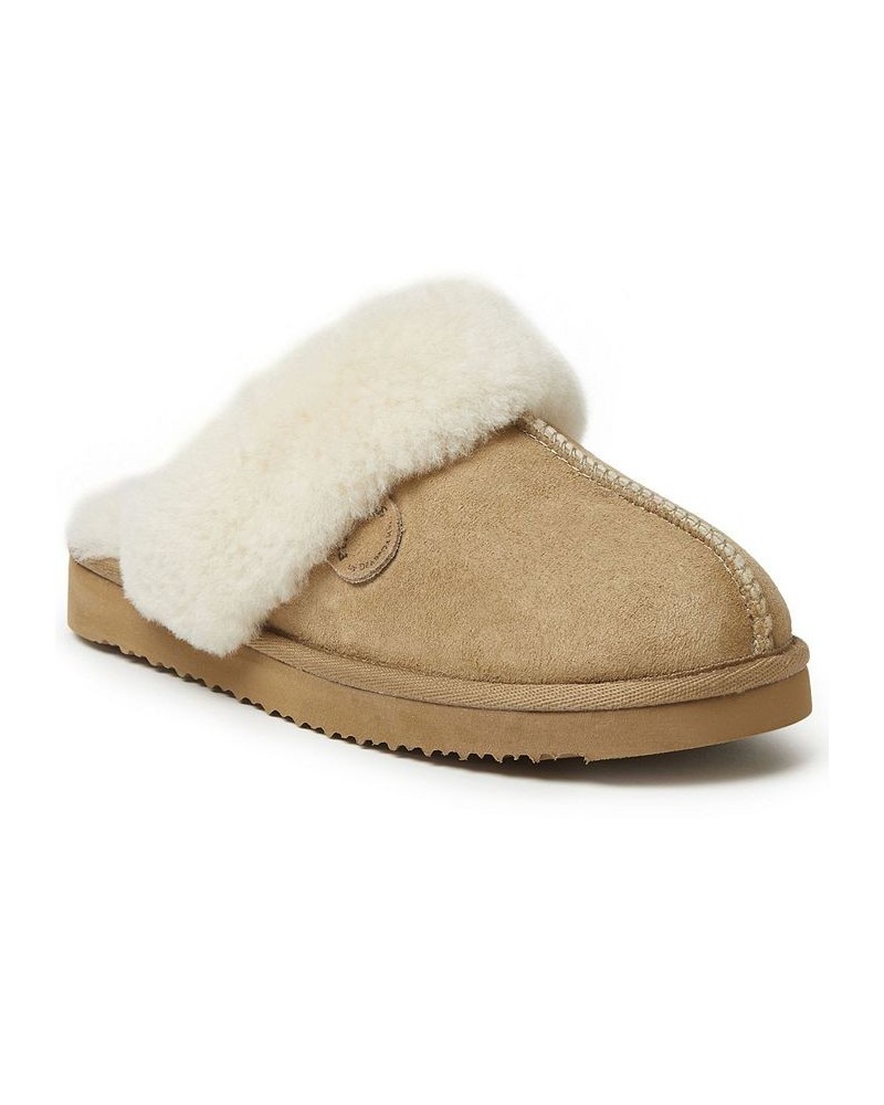 Women's Sydney Shearling Scuff Slippers Tan/Beige $40.80 Shoes