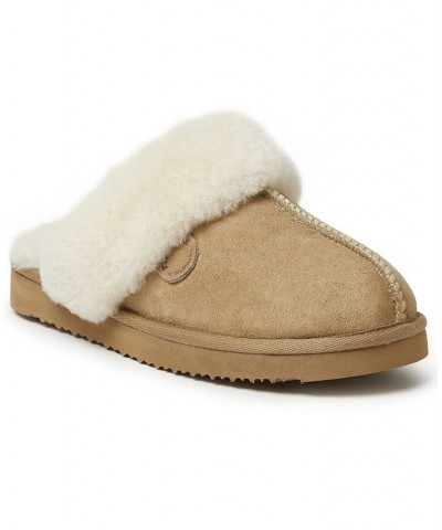 Women's Sydney Shearling Scuff Slippers Tan/Beige $40.80 Shoes