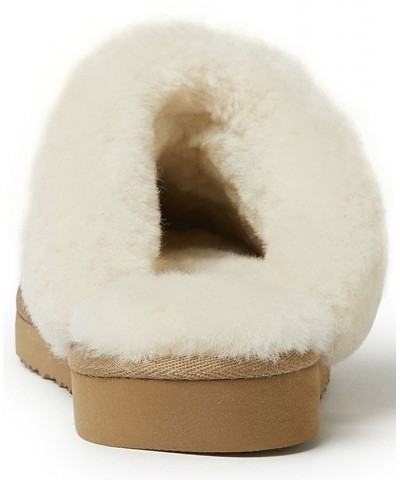 Women's Sydney Shearling Scuff Slippers Tan/Beige $40.80 Shoes