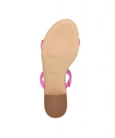 Women's Tae Round Toe Heeled Slide Dress Sandals Pink $48.06 Shoes