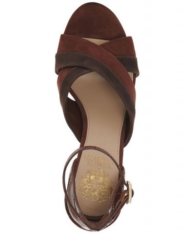 Gruelie Crossband Platform Sandals Brown $52.58 Shoes