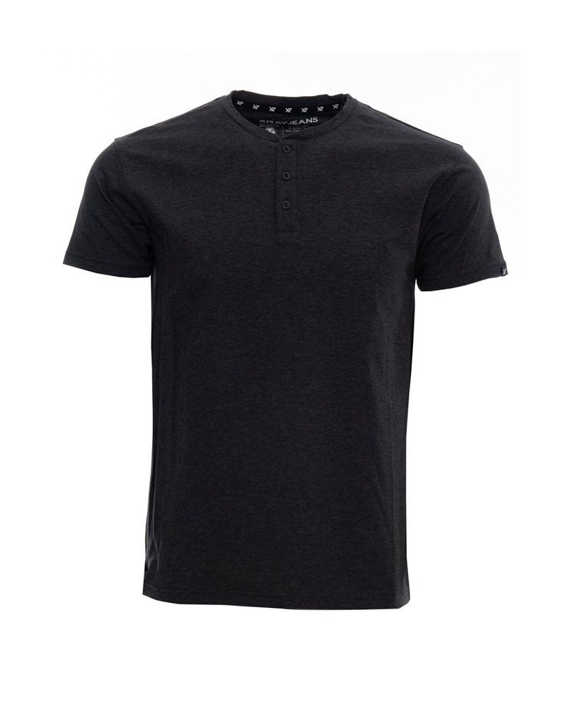 Men's Basic Henley Neck Short Sleeve T-shirt PD25 $17.39 T-Shirts