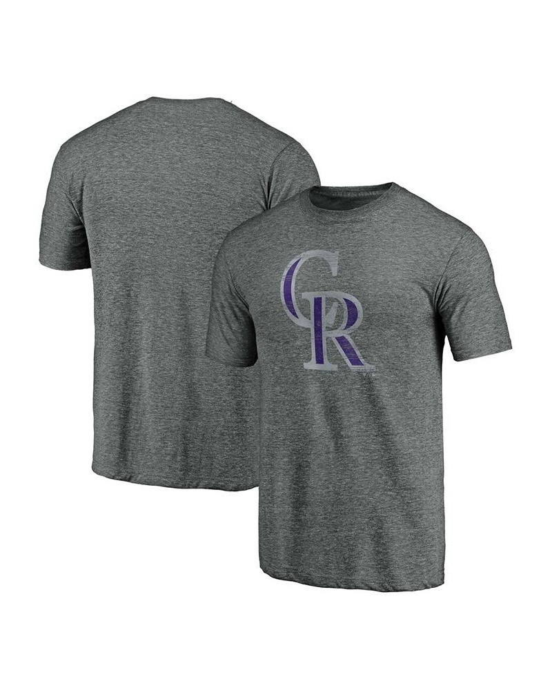 Men's Charcoal Colorado Rockies Weathered Official Logo Tri-Blend T-shirt $26.09 T-Shirts